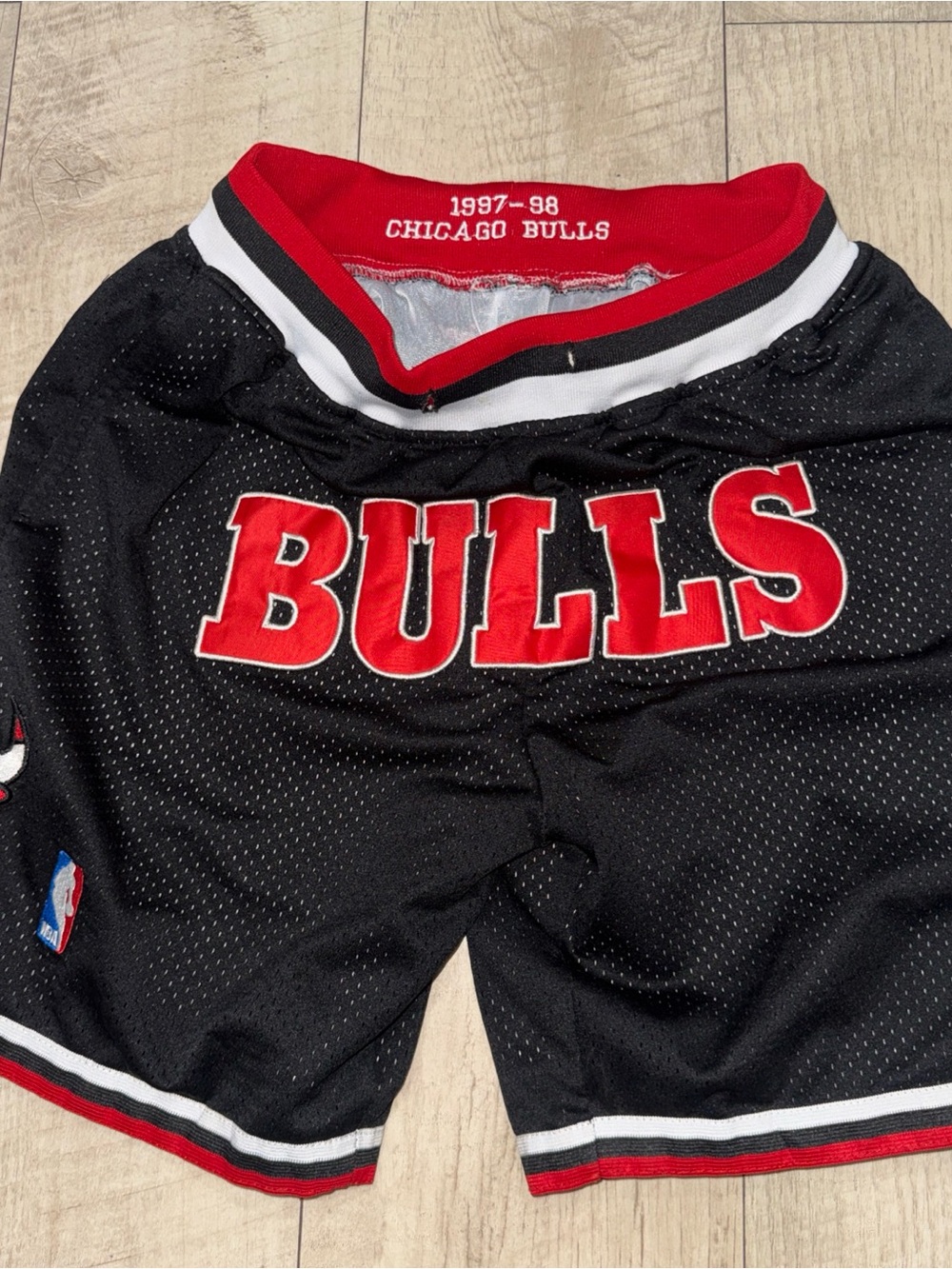 Just Don Black Red Chicago Bulls Kids Basketball Shorts